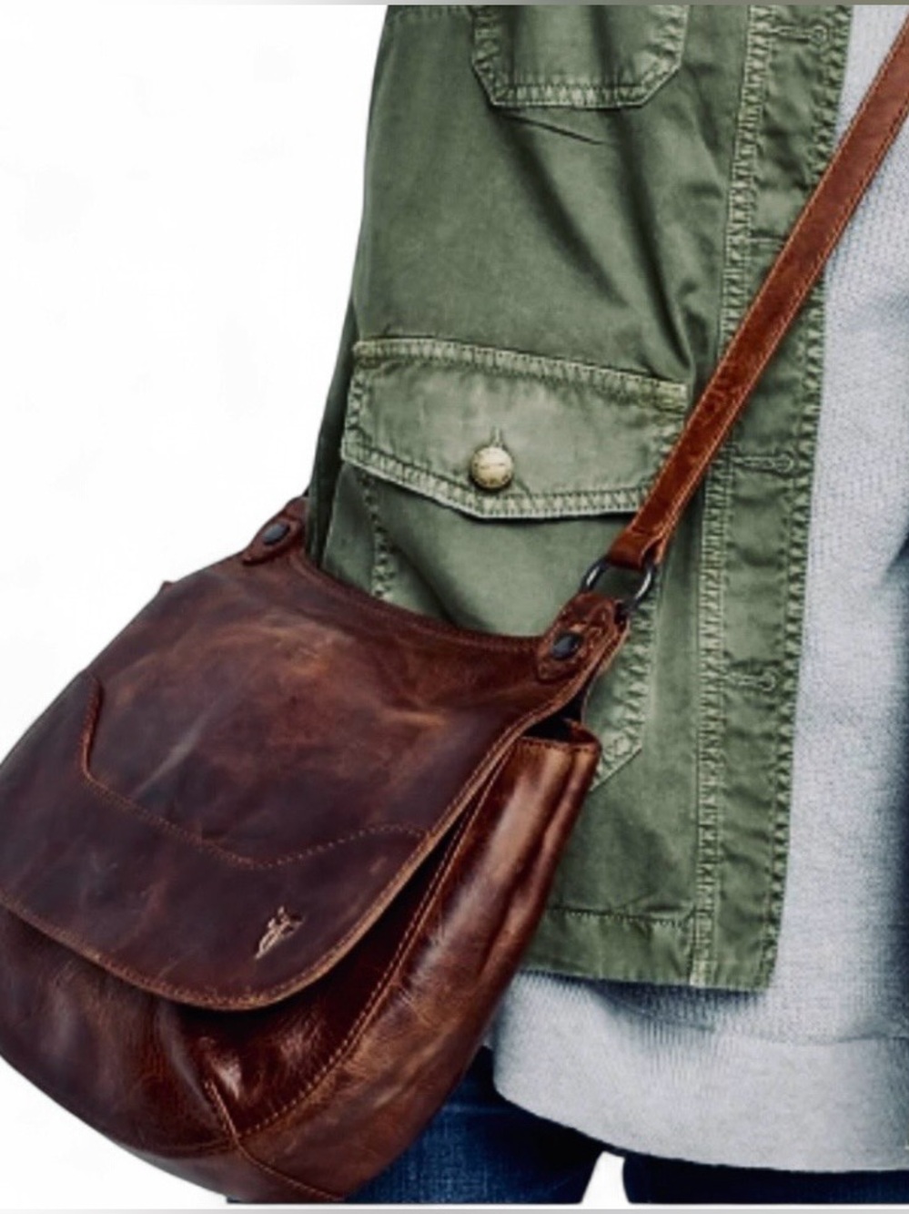 Vintage Frye Chocolate Leather Crossbody Bag
